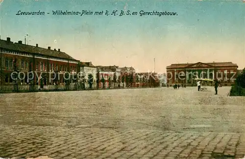 AK / Ansichtskarte Leeuwarden_NL Wilhelmina Plein met RHBS en Gerechtsgebouw 