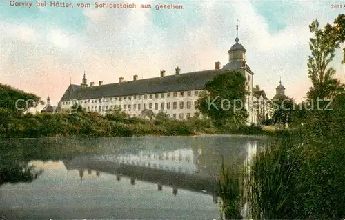 AK / Ansichtskarte Corvey Schloss Corvey mit Schlossteich Corvey