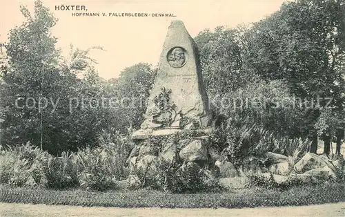 AK / Ansichtskarte Hoexter_Weser Hoffmann von Fallersleben Denkmal Hoexter Weser