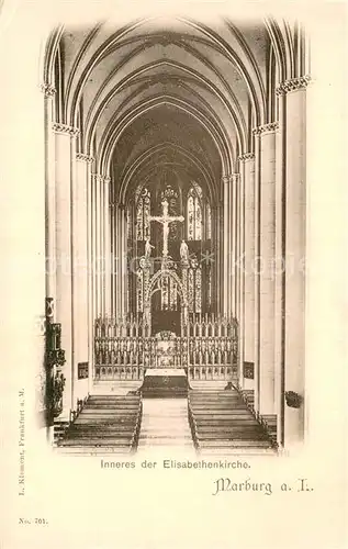 AK / Ansichtskarte Marburg_Lahn Inneres der Elisabethenkirche Marburg_Lahn