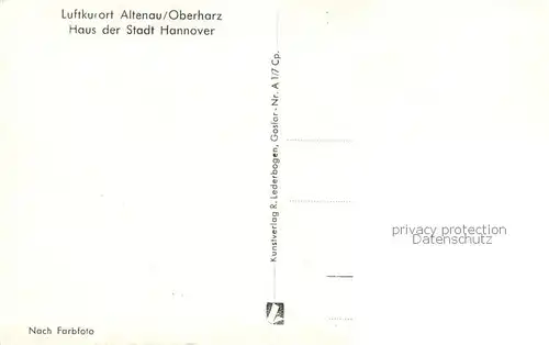 AK / Ansichtskarte Altenau_Harz Haus der Stadt Hannover Altenau Harz
