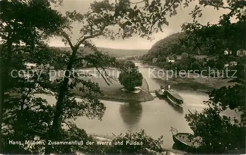 AK / Ansichtskarte Hann._Muenden Zusammenfluss der Werra und Fulda Hann. Muenden