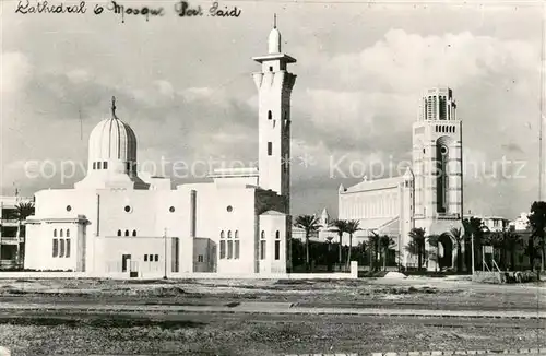 AK / Ansichtskarte Port Said_Egypt Moschee und Kathedrale 