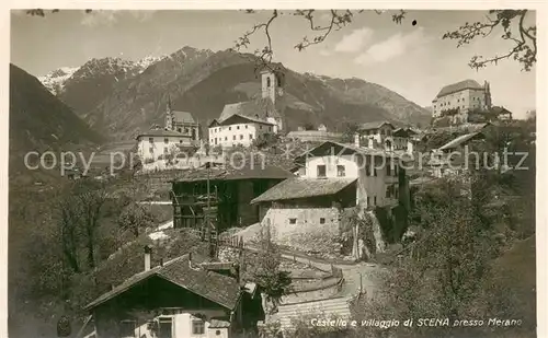 AK / Ansichtskarte Scena_Schenna_Merano_IT Castello e villaggio di Scena 