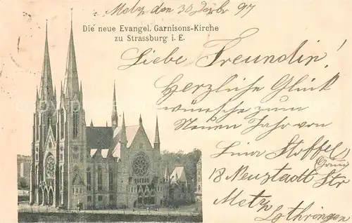 AK / Ansichtskarte Strassburg_Elsass Neue Ev Garnisons Kirche  Strassburg Elsass