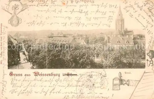 AK / Ansichtskarte Weissenburg_67_Wissembourg_Alsace Totalansicht mit Kirche 