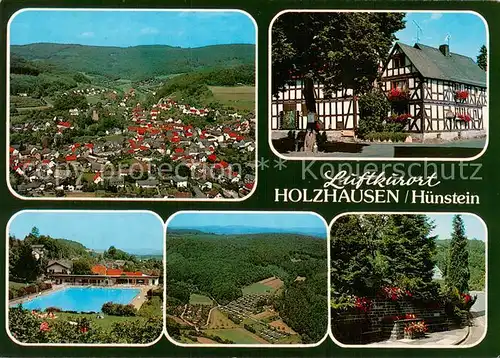 AK / Ansichtskarte Holzhausen_Huenstein Fliegeraufnahmen Fachwerkhaeuser Schwimmbad  Holzhausen_Huenstein