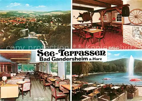 AK / Ansichtskarte Bad_Gandersheim Fliegeraufnahme See Terrassen Seeklause See Cafe Badesee Bad_Gandersheim