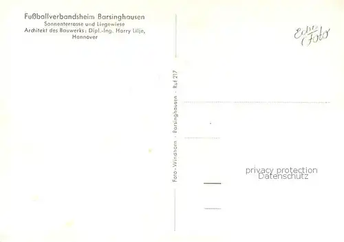 AK / Ansichtskarte Barsinghausen Fussball Verbandsheim Barsinghausen Sonnenterrasse und Liegewiese Barsinghausen