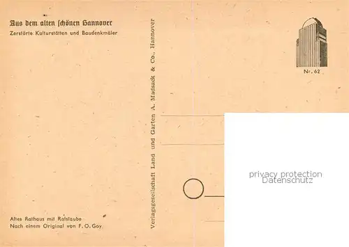 AK / Ansichtskarte Hannover Altes Rathaus mit Ratslaube Zeichnung Hannover