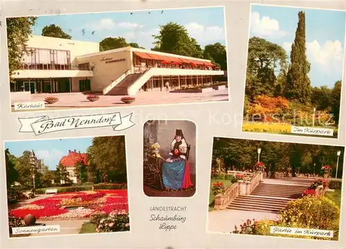 AK / Ansichtskarte Bad_Nenndorf Kurhaus Kurpark Sonnengarten Landestracht Schaumburg Lippe  Bad_Nenndorf