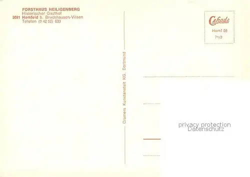 AK / Ansichtskarte Homfeld_Grafschaft_Hoya Forsthaus Heiligenberg Gasthof Homfeld_Grafschaft_Hoya