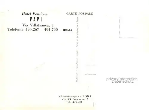 AK / Ansichtskarte Roma_Rom Hotel Pension Papi Roma_Rom