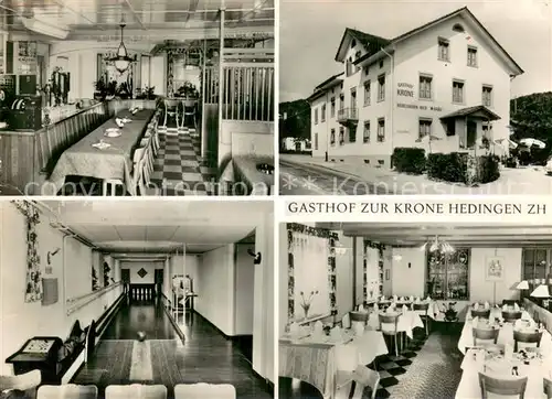 AK / Ansichtskarte Hedingen_ZH Gasthof zur Krone Restaurant Kegelbahn 