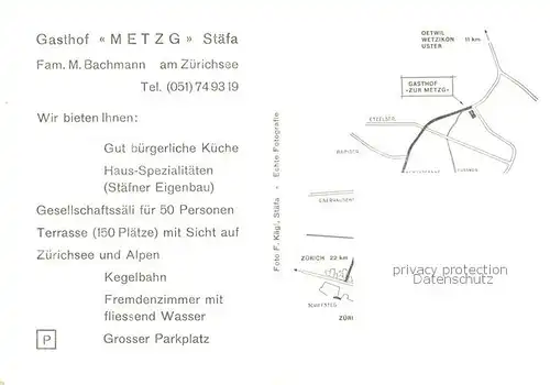 AK / Ansichtskarte Staefa_Zuerichsee Gasthof Metzg Restaurant 