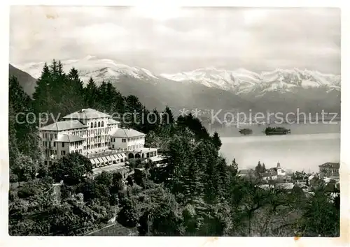 AK / Ansichtskarte Brissago_Lago_Maggiore Hotel Brenscino Alpenpanorama Brissago_Lago_Maggiore