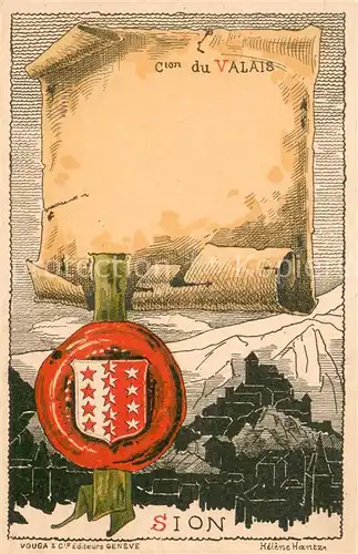 AK / Ansichtskarte Sion__Sitten_Seduno_VS Wappen Kuenstlerkarte Helene Hantz 