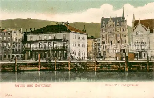 AK / Ansichtskarte Rorschach_Bodensee_SG Bahnhof und Postgebaeude 