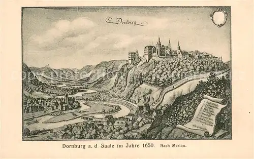 AK / Ansichtskarte Dornburg_Saale Im Jahre 1650 Zeichnung Dornburg_Saale