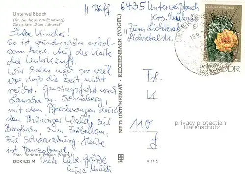AK / Ansichtskarte Unterweissbach Gaststaette Zum Lichtetal Aussenansicht Unterweissbach