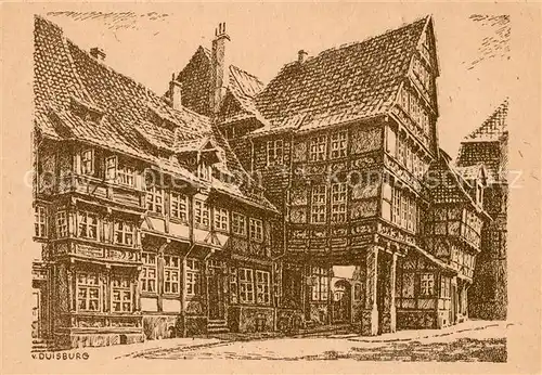 AK / Ansichtskarte Alt_Hildesheim Pfeilerhaus Zeichnung Alt_Hildesheim