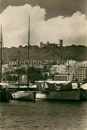 AK / Ansichtskarte Palma_de_Mallorca Puerto Al fondo Castillo de Bellver Palma_de_Mallorca