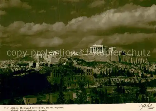 AK / Ansichtskarte Athen_Greece Automn clouds over Acropolis 