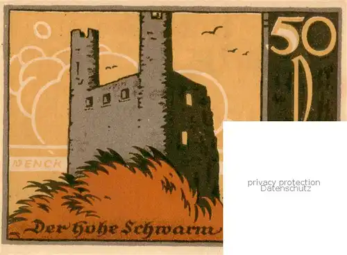 AK / Ansichtskarte Saalfeld_Saale 50 Pfennig Schein Der Hohe Schwarm Saalfeld_Saale