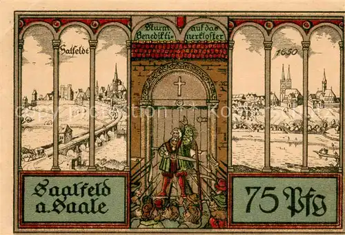 AK / Ansichtskarte Saalfeld_Saale 75 Pfennig Gutschein Sturm auf das Benediktinerkloster Saalfeld_Saale