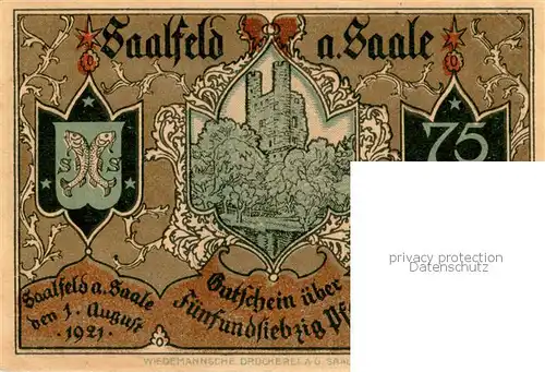 AK / Ansichtskarte Saalfeld_Saale 75 Pfennig Gutschein Sturm auf das Benediktinerkloster Saalfeld_Saale
