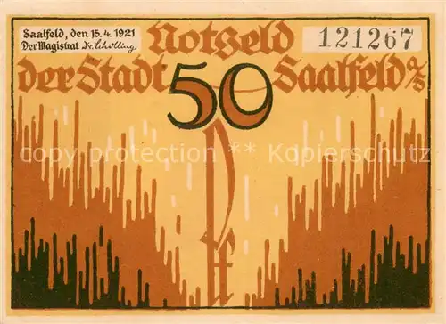 AK / Ansichtskarte Saalfeld_Saale 50 Pfennig Gutschein Burgruine Hoher Schwarm Saalfeld_Saale