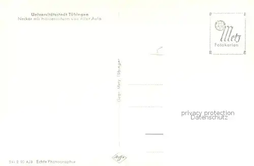 AK / Ansichtskarte Tuebingen Neckar mit Hoelderlinturm und Aller Aula Tuebingen