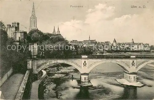 AK / Ansichtskarte Ulm__Donau Stadtansicht mit Donaubruecke und Muenster 