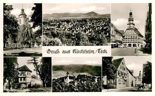AK / Ansichtskarte Kirchheim_Teck Martinskirche Panorama Rathaus Schlos Max Eyth Haus Kirchheim Teck