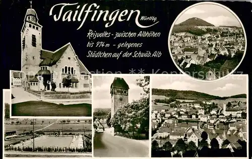 AK / Ansichtskarte Tailfingen_Albstadt Kirche Panorama Schwimmbad Turm  Tailfingen_Albstadt