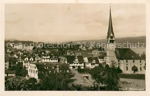 AK / Ansichtskarte Waedenswil_Waedensweil_ZH Ortsansicht mit Kirche 