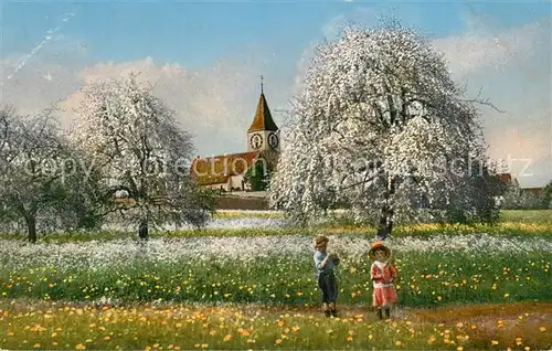 AK / Ansichtskarte Kilchberg__ZH im Bluest Baumbluete Kirche 