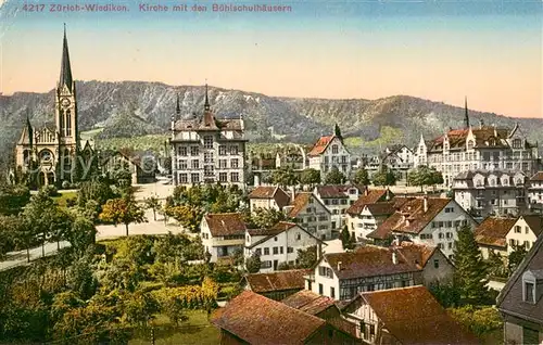 AK / Ansichtskarte Wiedikon_ZH Kirche mit den Buehlschulhaeusern 