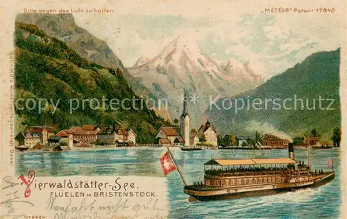 AK / Ansichtskarte Flueelen_Vierwaldstaettersee_UR mit Bristenstock Kuenstlerkarte 