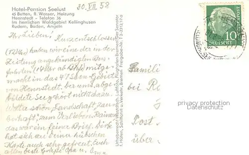 AK / Ansichtskarte Hennstedt_Itzehoe Hotel Pension Seelust Hennstedt_Itzehoe