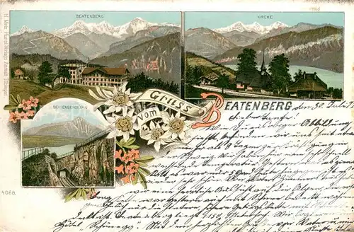AK / Ansichtskarte Beatenberg_BE Panorama Alpen Bergbahn Litho 