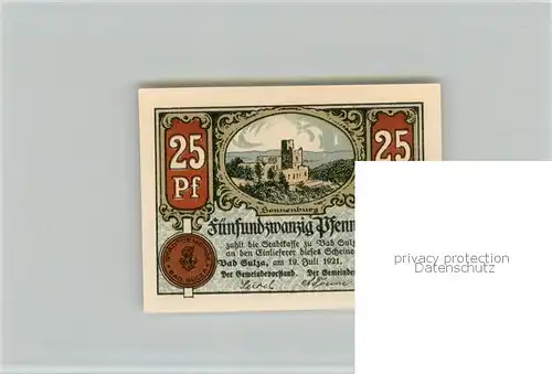 AK / Ansichtskarte Bad_Sulza Notgeldschein Fuenfundzwanzig Pfennig Bad_Sulza