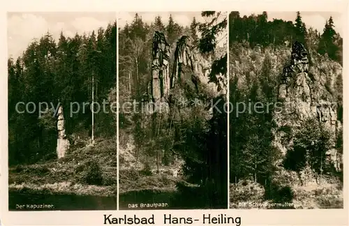 AK / Ansichtskarte Karlsbad_Eger_Karlovy_Vary Der Kapuziner Das Brautpaar Die Schwiegermutter Felsen 