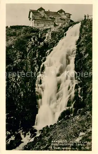 AK / Ansichtskarte Krkonose_CZ Riesengebierge Elbfall Wasserfall 