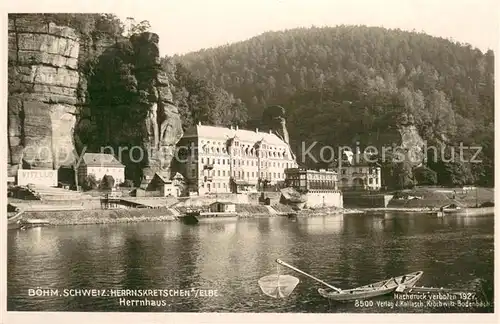 AK / Ansichtskarte Herrnskretschen_Boehmen_Hrensko_CZ Herrnhaus a. d. Elbe 