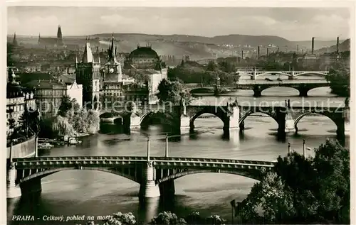 AK / Ansichtskarte Prag__Prahy_Prague Totalansicht ueber Bruecken 