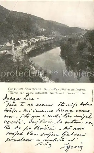 AK / Ansichtskarte Giesshuebl Sauerbrunn_Tschechien Teilansicht m. Fluss Giesshuebl Sauerbrunn