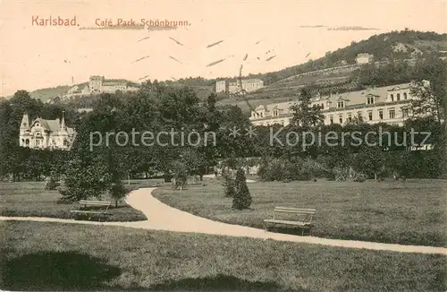 AK / Ansichtskarte Karlsbad_Eger_Karlovy_Vary Cafe Park Schoenbrunn 