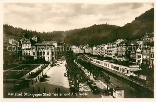 AK / Ansichtskarte Karlsbad_Eger_Karlovy_Vary Stadttheater u. Alte Wiese 