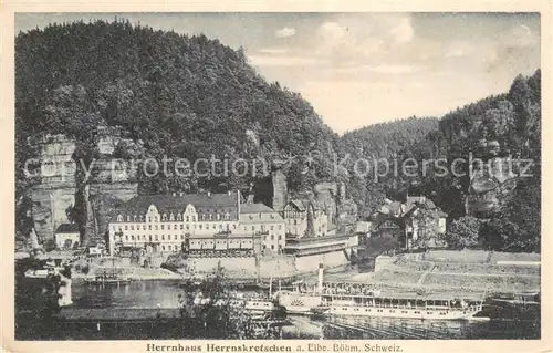 AK / Ansichtskarte Herrnskretschen_Boehmen_Hrensko_CZ Herrnhaus a. d. Elbe 